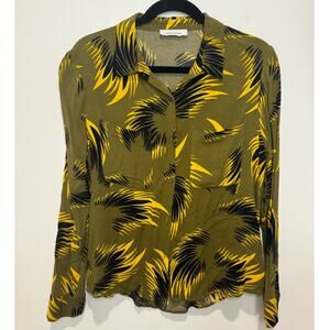 Samsoe Samsoe Women's Abstract Tropical Floral Flowy Pocket Button Down Shirt